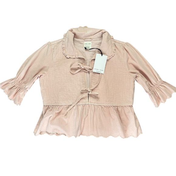 Seventy + Mochi Heidi Blouse Pink Dawn Pink Quilted Women's Top - Picture 3 of 5